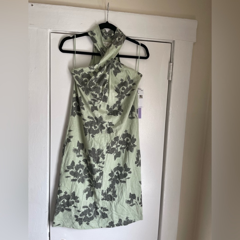 New Look Green Floral‎ Halter Dress Small